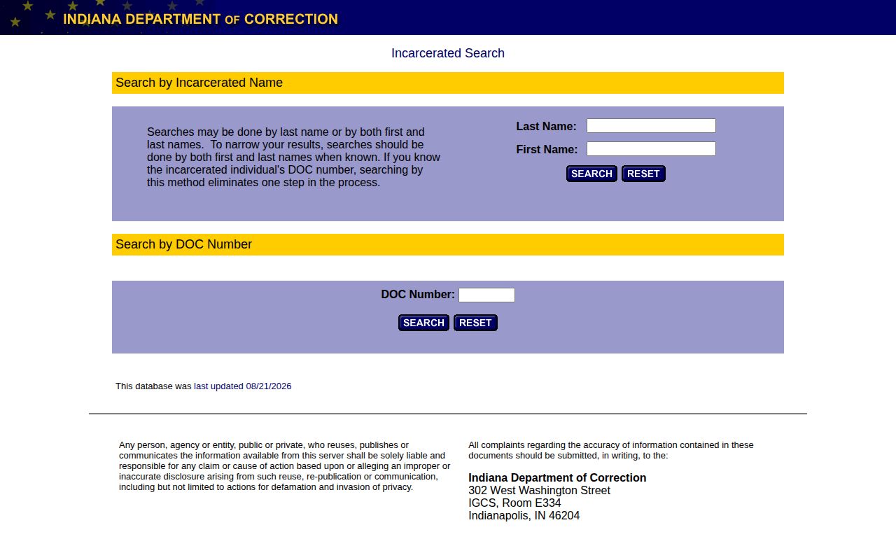 Indiana DOC offender photo search for Pike County cases